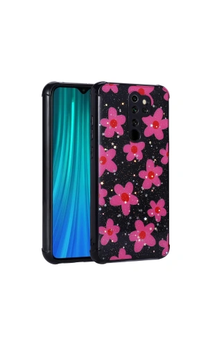 Xiaomi Redmi Note 8 Pro Kılıf Simli Desenli Kamera Korumalı Parlak Zore Popy Kapak