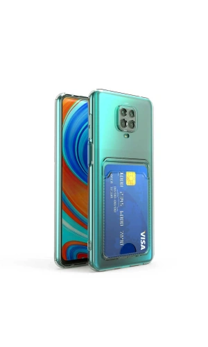 Xiaomi Redmi Note 9S Kılıf Kartlıklı Şeffaf Zore Setra Clear Silikon Kapak