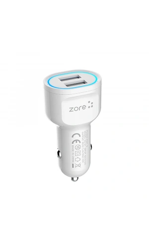 Zore CC-01 Hızlı Şarj Özellikli LED Işıklı Dual USB Araç Şarj Başlığı 18W