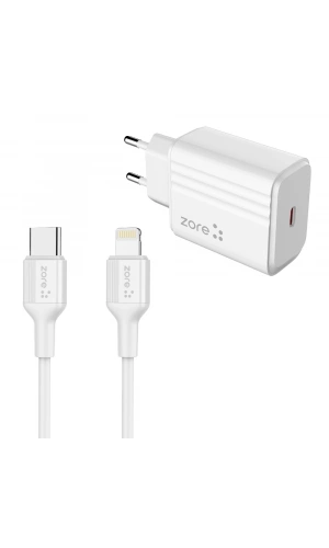 Zore Play Serisi PL2 Type-C to Lightning 2in1 PD Seyahat Şarj Aleti 20W