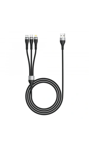 Zore ZR-43 3in1 USB-A to Lightning – Type-C – Micro Şarj ve Data Kablosu 20W 1.5M