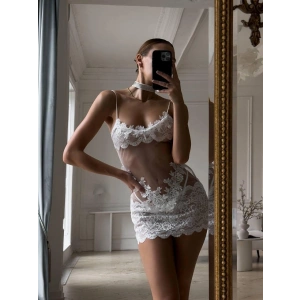 Lunessia Beyaz Premium Babydoll Külot Dahil