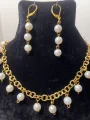 Gold Zincirli İnci Kolye ve Küpe