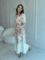 ÇİÇEK DESEN KEMERLİ MAXİ BOY ELBİSE