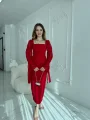 Bağlamalı Kol Tasarımlı Modern Kırmızı Elbise