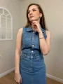 Denim Sıfır Kol Elbise