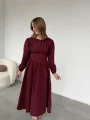 Drapeli Korsaj Detaylı Bordo Elbise