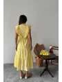 Fisto Kumaş Sarı Kemer Detaylı Elbise