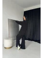 Fitilli Kazak ve Pantolon Takım - Siyah
