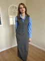 Gri Yelek Etek Takım