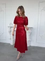 Işıltılı Vatkalı Pul Payet Kırmızı Elbise