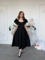 Kalp Yaka Pileli Etek Siyah Prenses Kesim Abiye Elbise