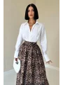 Leopar Büzgülü Uzun Etek