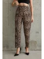Leoparlı Pensli Pantolon