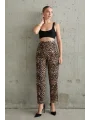 Leoparlı Pensli Pantolon