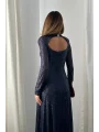 Parla Lacivert Pul Parıltılı Midi Boy Elbise
