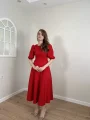 STELLA PLİSELİ KIRMIZI ELBİSE