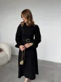 Tokalı Kemer Detaylı Süet Siyah Elbise