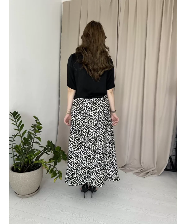 Leopar Desenli Maxi Boy Saten Elbise