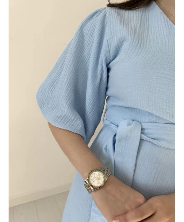 Müslin Kumaş Mavi Elbise