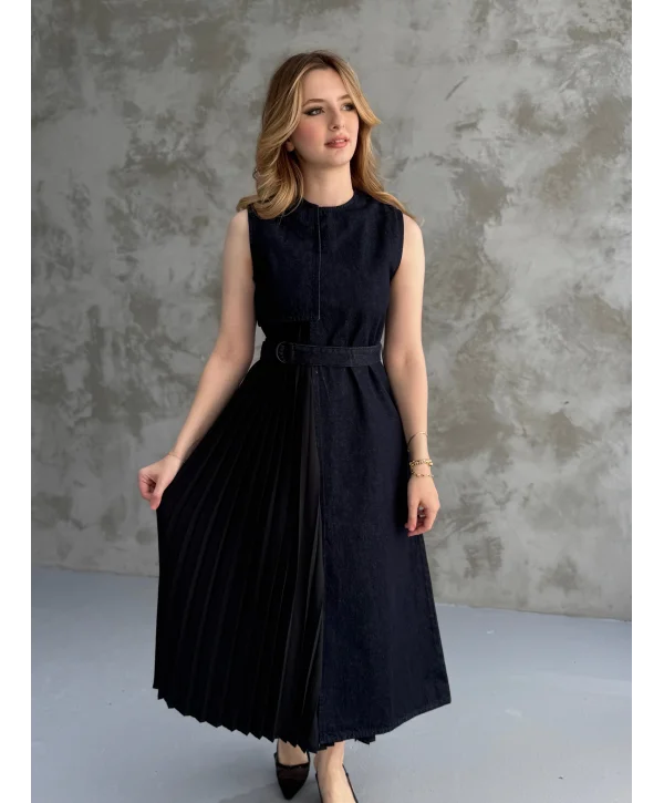 ZR Model Kot Plise Etek Detaylı Elbise