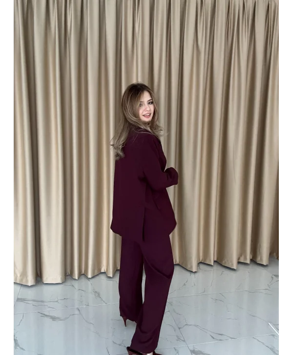 Bordo Blazzer Ceket & Pantolon Takım