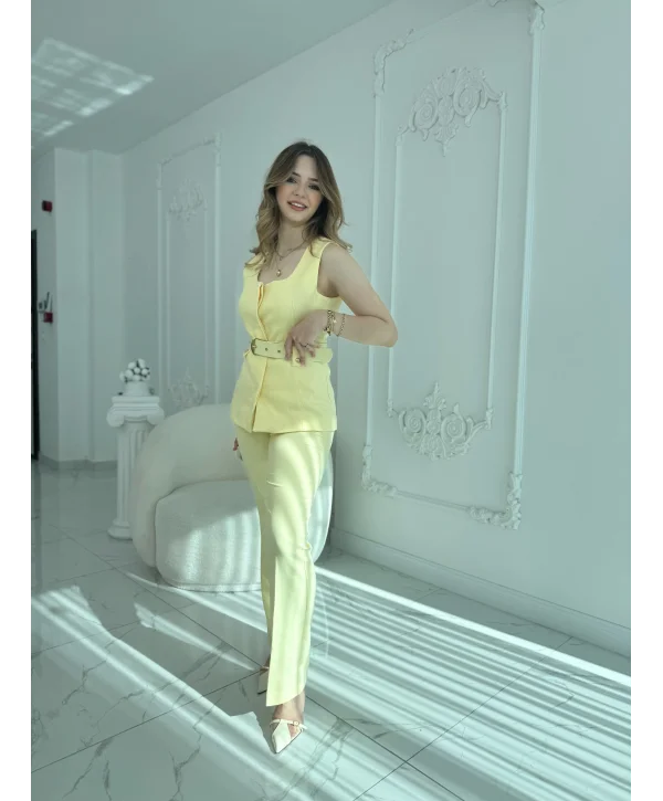 Kemer Detaylı İkili Sarı Takım