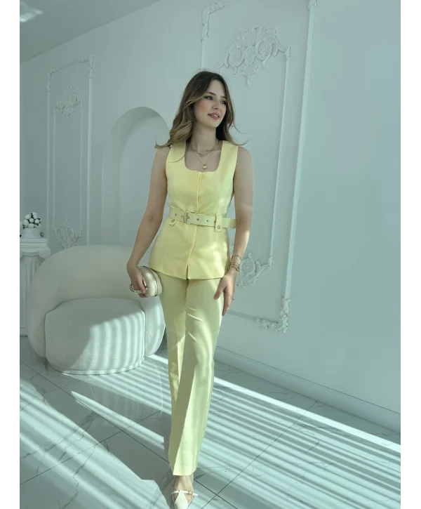 Kemer Detaylı İkili Sarı Takım