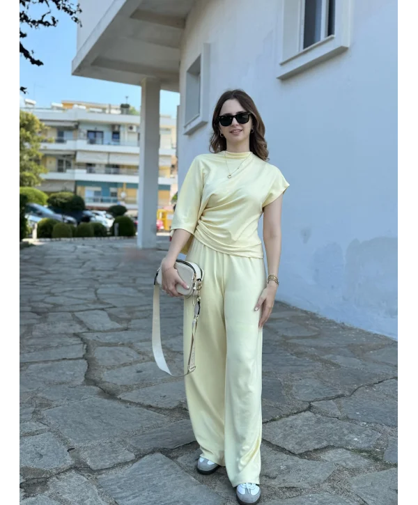 Yarasa Kol Modal Kumaş İkili Sarı Takım