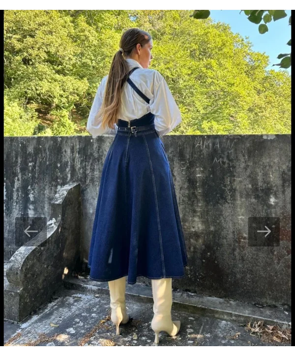 Bantlı Tasarım Midi Boy Kot Elbise