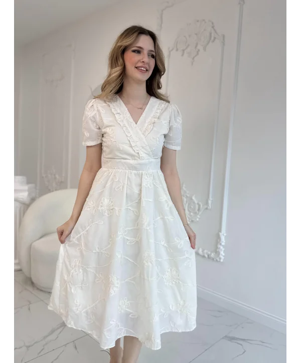 Caroline V Yaka Fisto Elbise