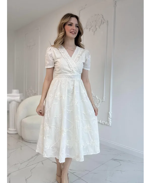 Caroline V Yaka Fisto Elbise