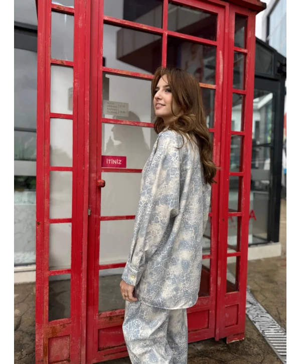 Desenli Pamuk Kumaş Gömlek Pantolon Takım