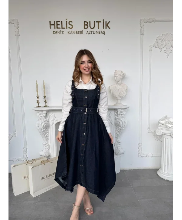 Etek Ucu Asimetrik Kesim Kot Jile Elbise