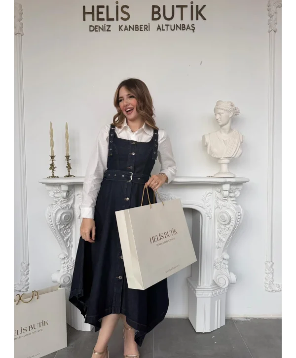 Etek Ucu Asimetrik Kesim Kot Jile Elbise