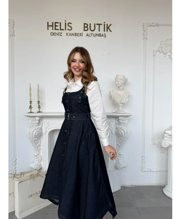 Etek Ucu Asimetrik Kesim Kot Jile Elbise