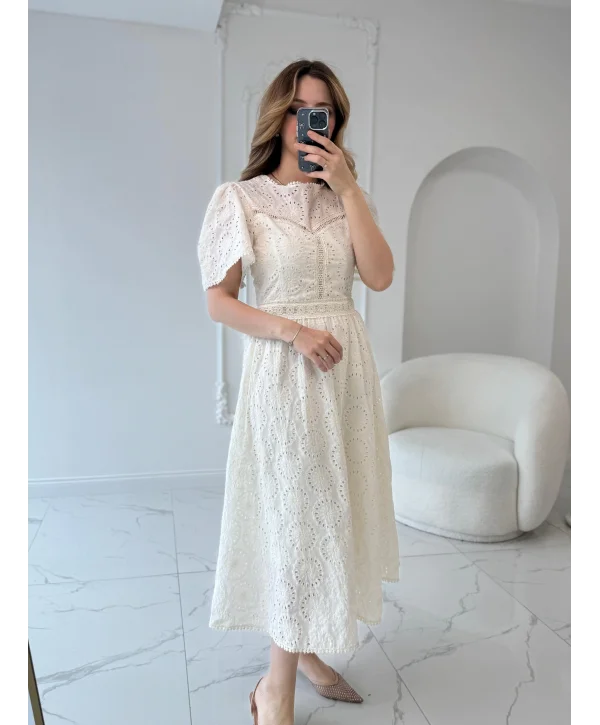 Fiona Fisto Ekru Elbise