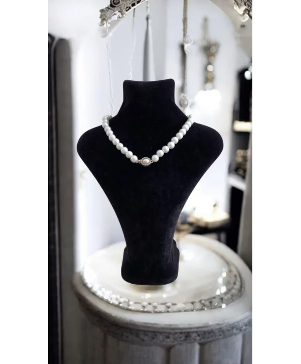 Gümüş detay inci kolye