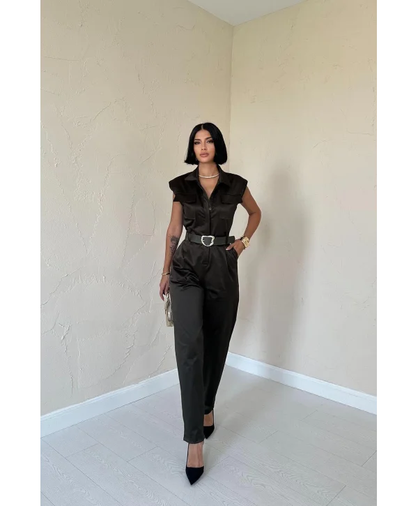 Haki Vatkalı Kemerli Tulum