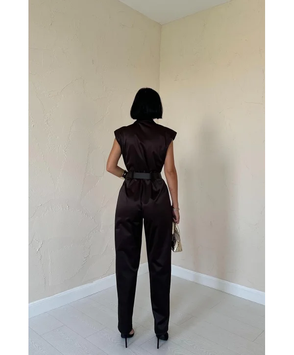 Kahverengi Vatkalı Kemerli Tulum