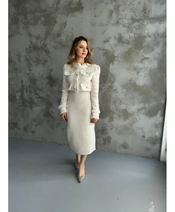 Kalem Etek ve Ceket Krem Tüvit Takım