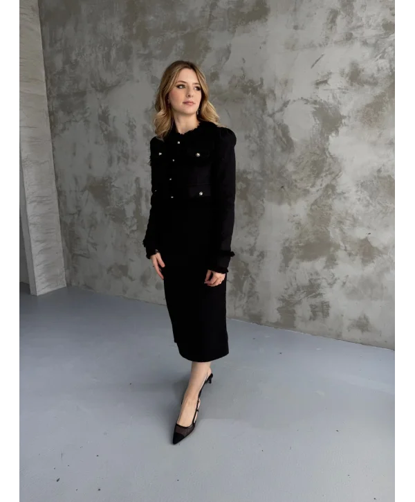 Kalem Etek ve Ceket Siyah Tüvit Takım