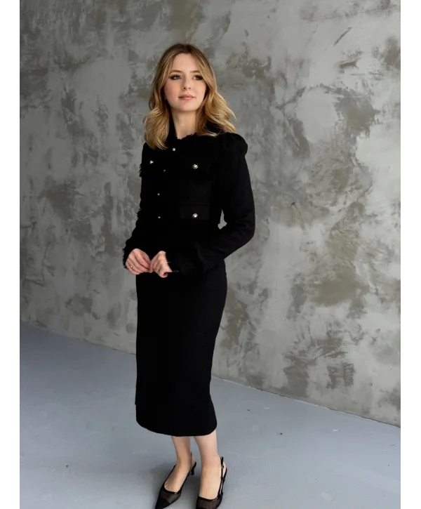 Kalem Etek ve Ceket Siyah Tüvit Takım