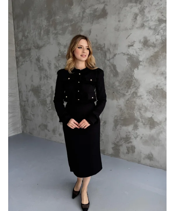 Kalem Etek ve Ceket Siyah Tüvit Takım