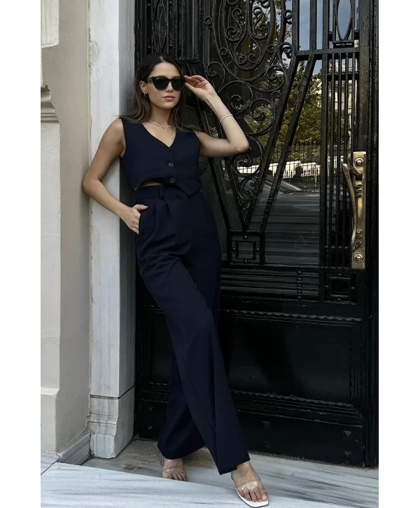 Lacivert Klas Ceket ve Yelek ve Pantolon Takım