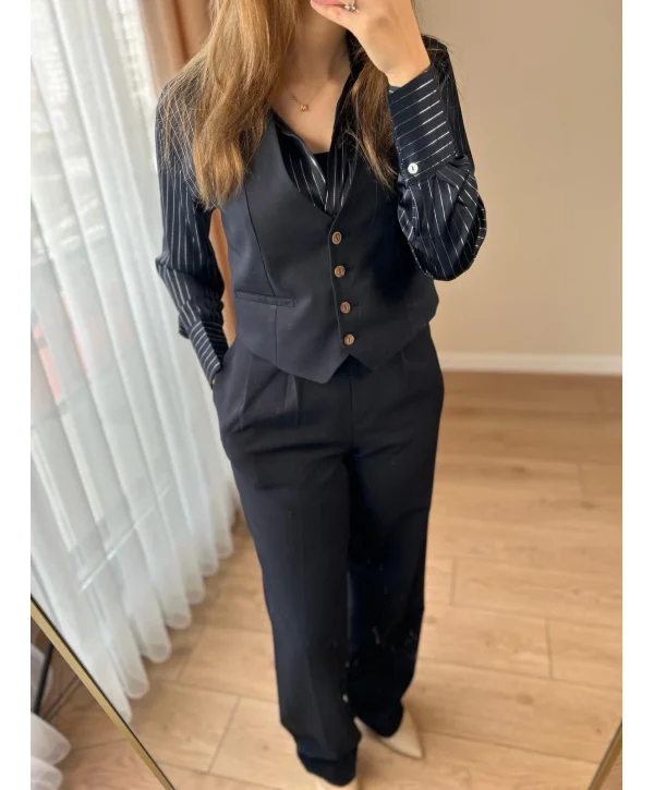 LACİVERT PALAZZO PANTOLON