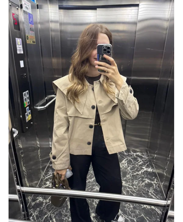 Modern Kesim Büyük Yaka Trençkot