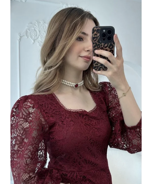 Özel Tasarım Bordo Choker