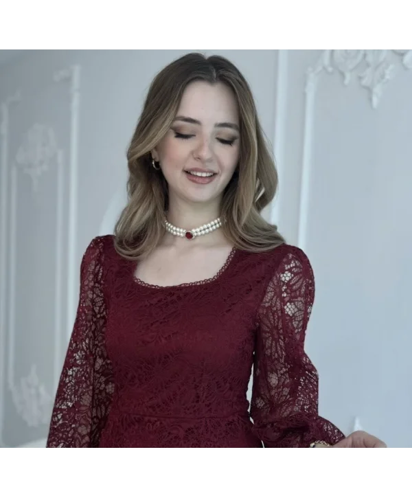 Özel Tasarım Bordo Choker
