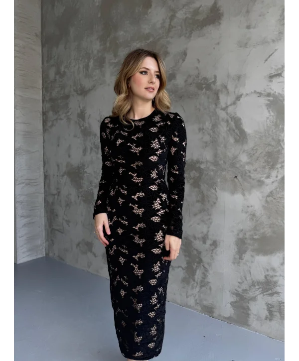 Özel Tasarım Dantel Midi Boy Elbise